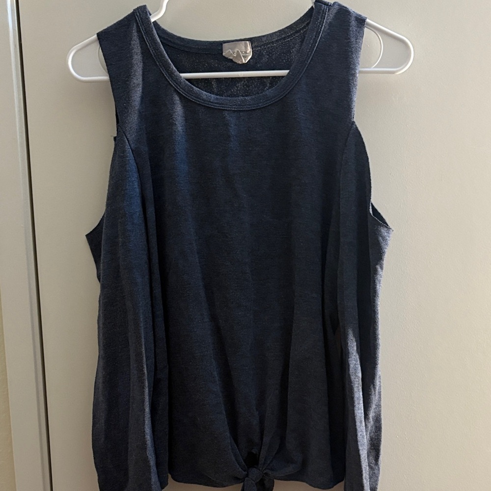 Caution To The Wind Navy Off-Shoulder Sweater